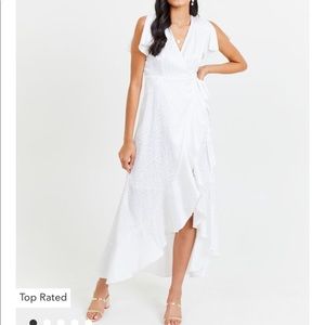 White satin floral maxi dress